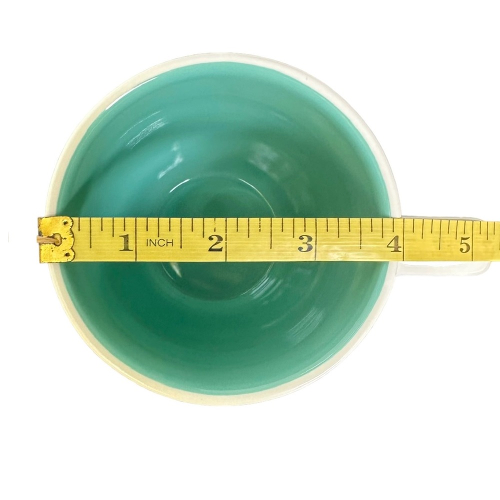 Rae Dunn FOCUS Coffee Mug Tea White Teal Letters and Interior Dimples 2017 Yoga - Picture 11 of 12